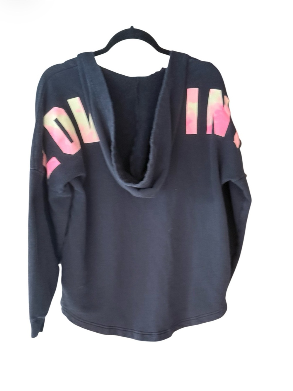 PINK Victoria’s Secret Black Hooded Sweatshirt Love Pink Graphic Medium - Picture 3 of 4